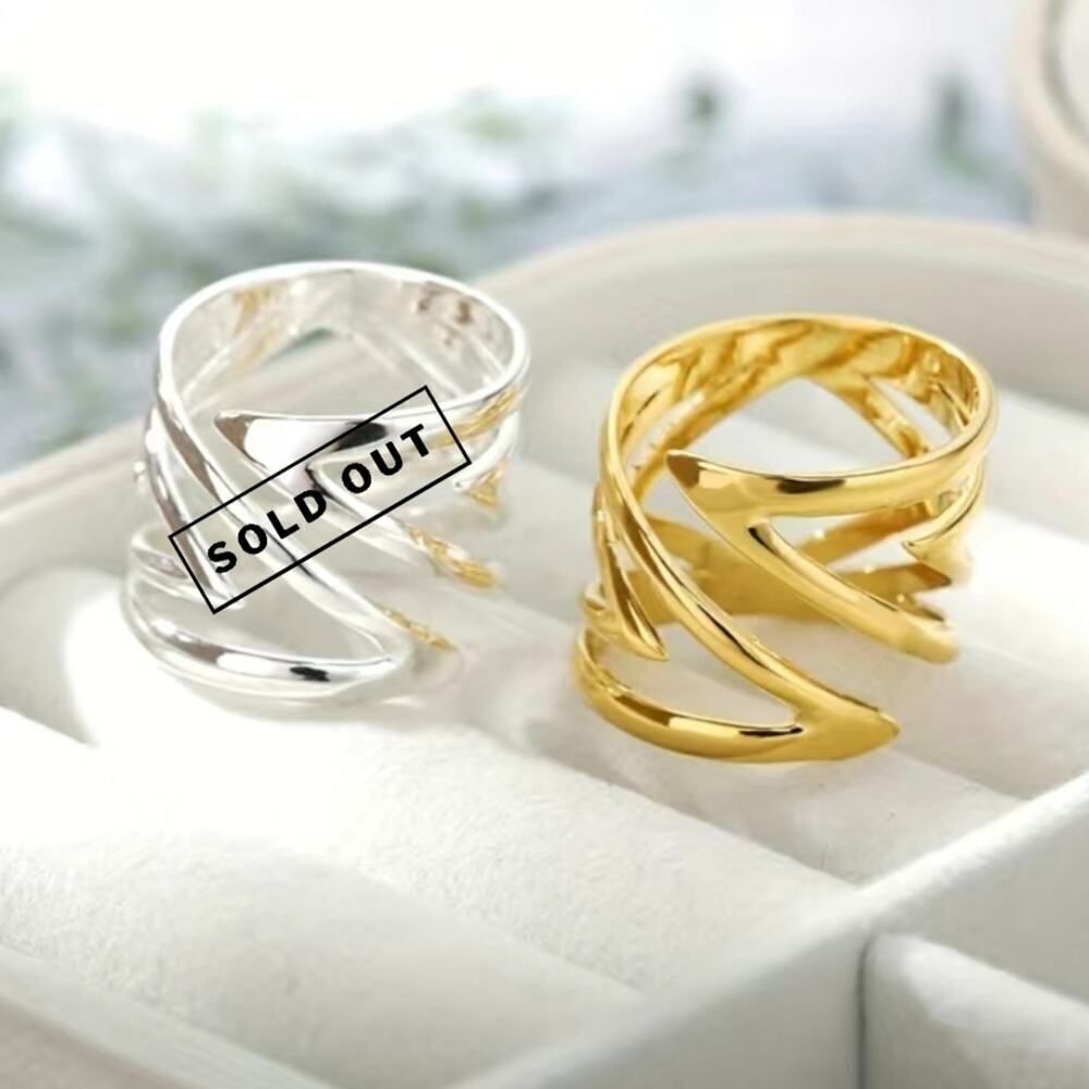 Punk Style Wrap Ring Stainless Steel 18k Gold Plated Size Adjustable